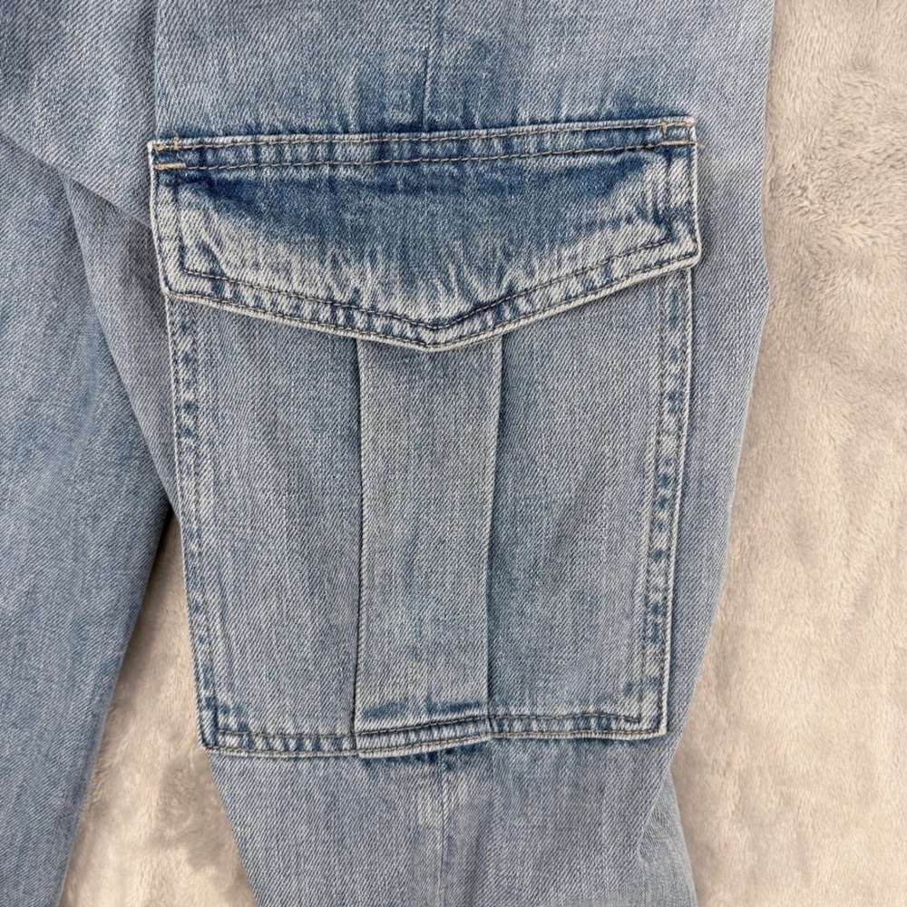Gap Cargo Jeans Womens 14/32R (Fits 34x30) High Rise Light Wash Wide Leg Baggy - Picture 12 of 13